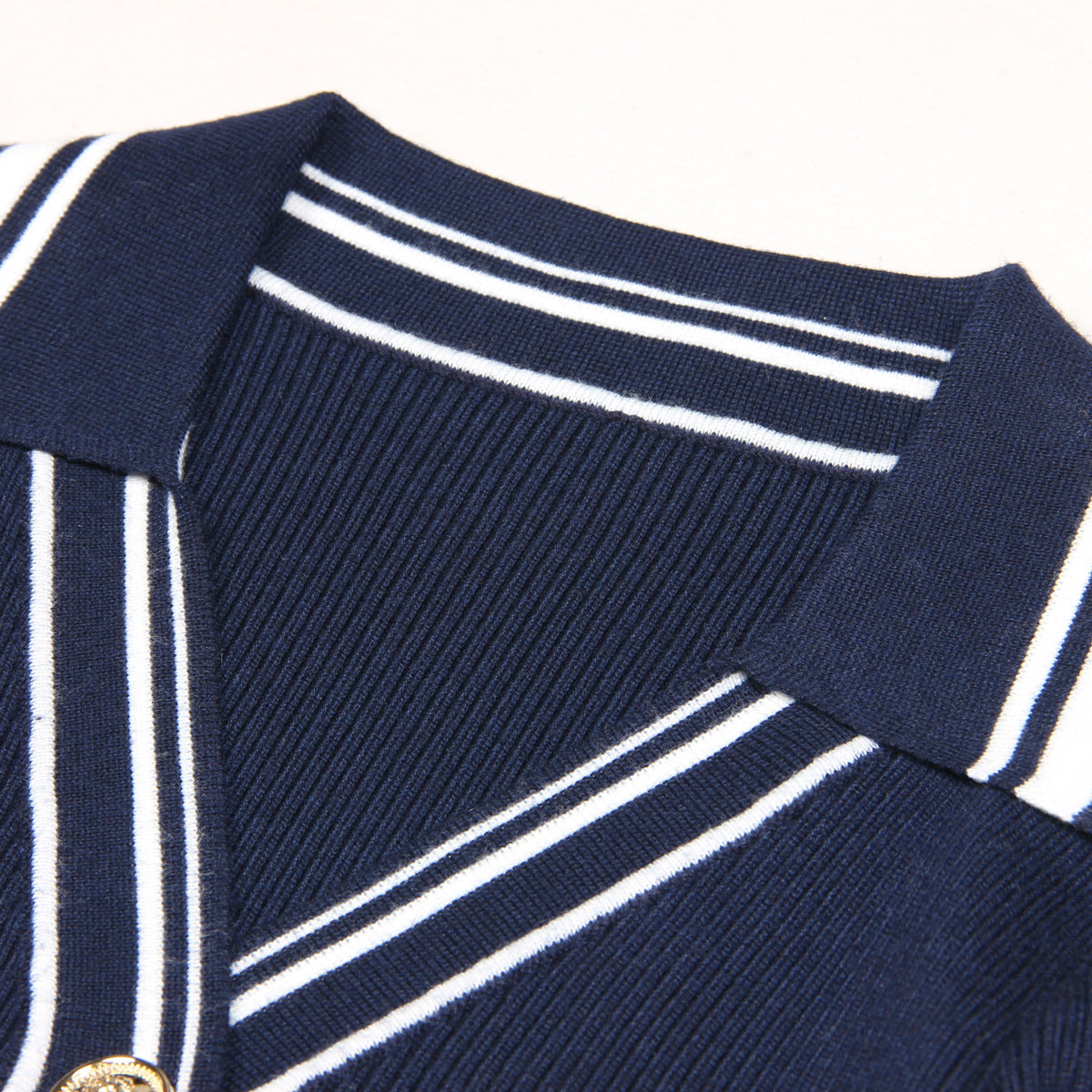Knitted Lapel Patchwork Slim Long Sleeve Dress