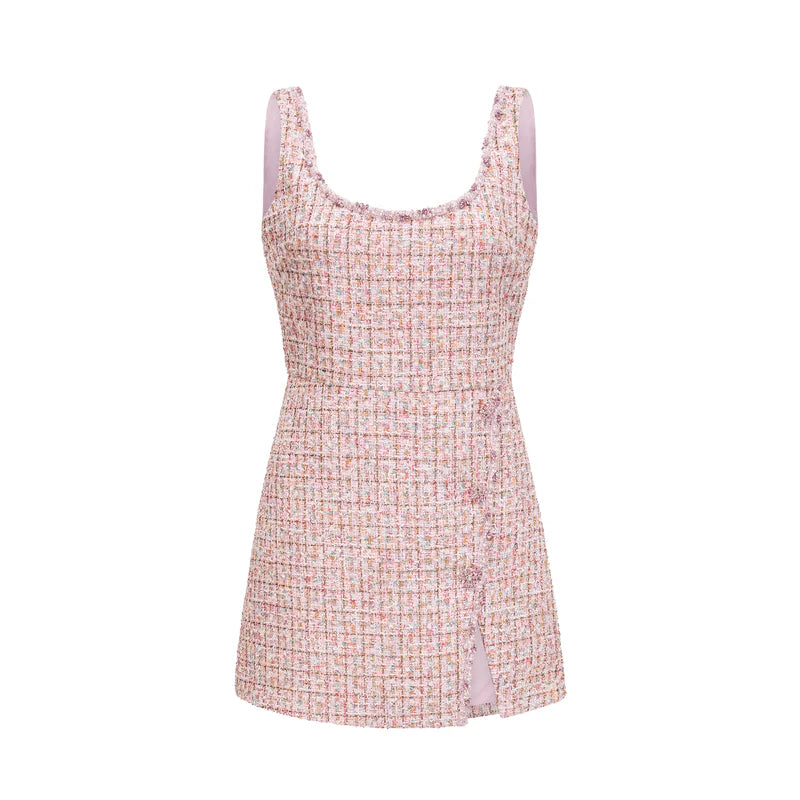 Aoife Pink Embellifhed Tweed mini robe