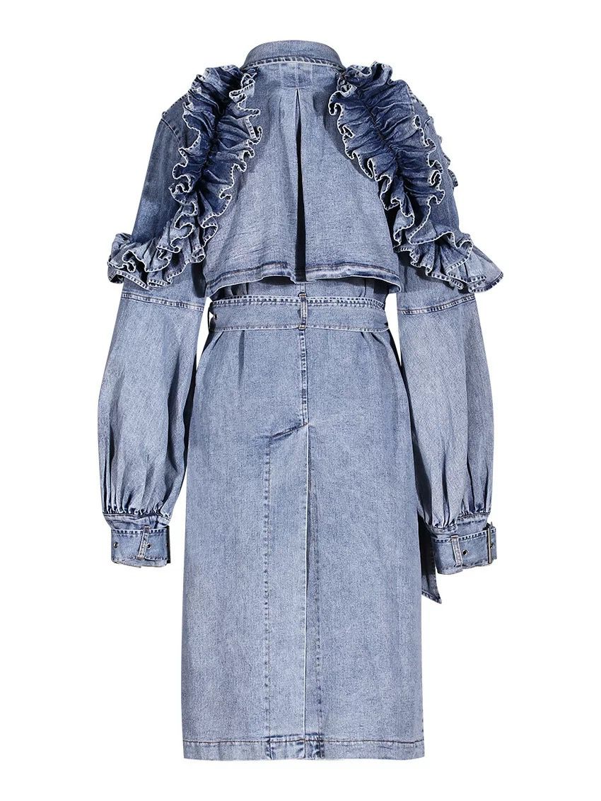 Denim Ruffle jacket -blue