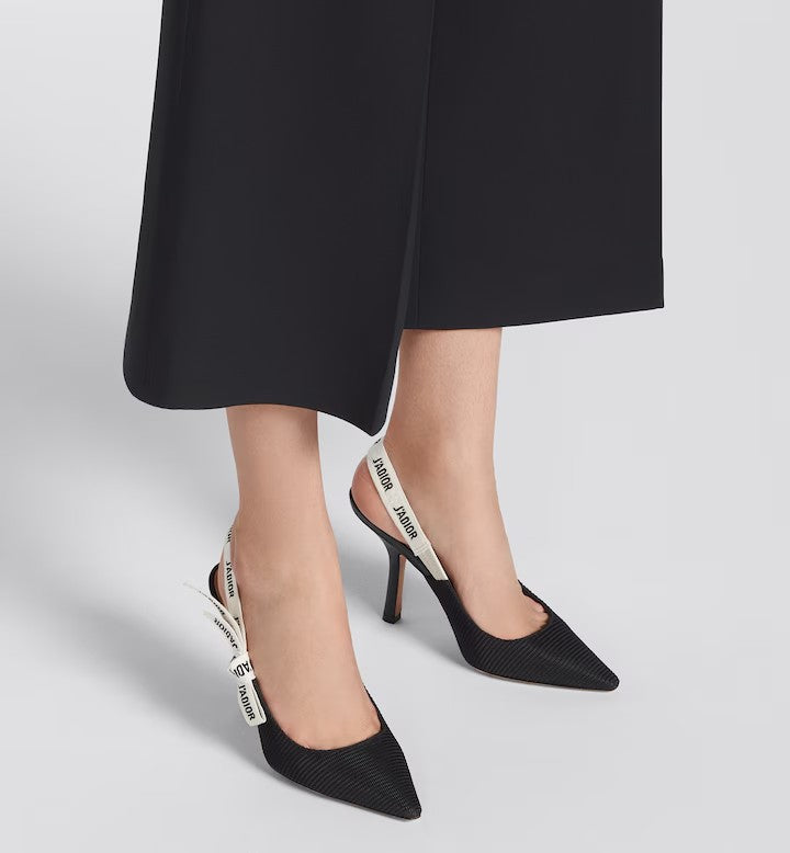 Dio-slingback pump  Black Technical Fabric