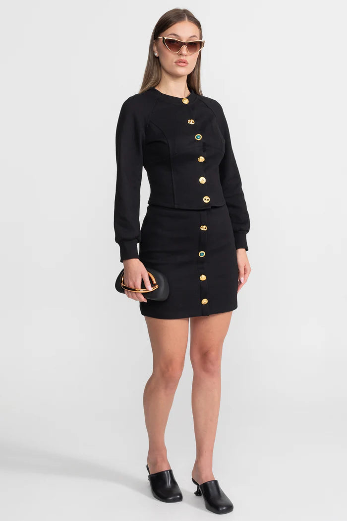 Embellished Button Co-ord Set – Black