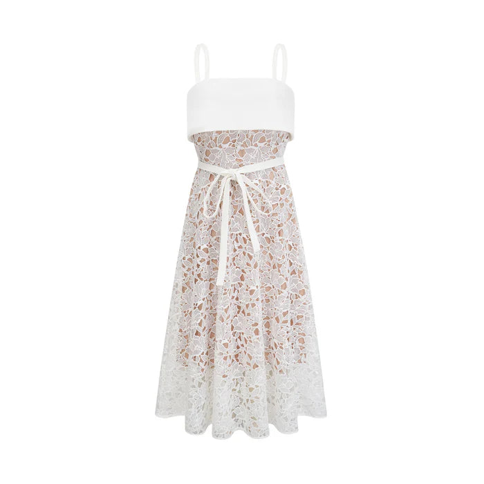 Jorvilda white pierced midi dress