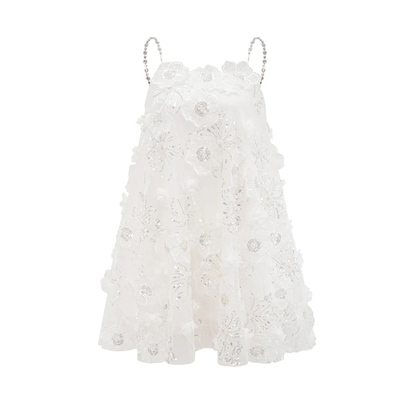 Mini robe florale ornée de cristal suzette en cristal