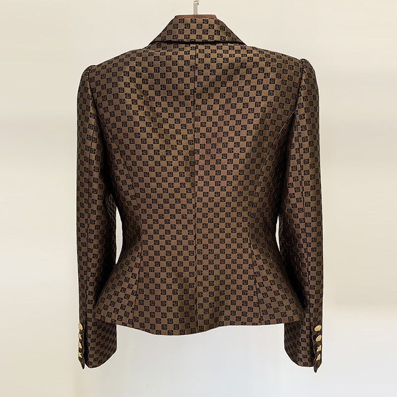 Double-breasted Slim Jacquard Blazer