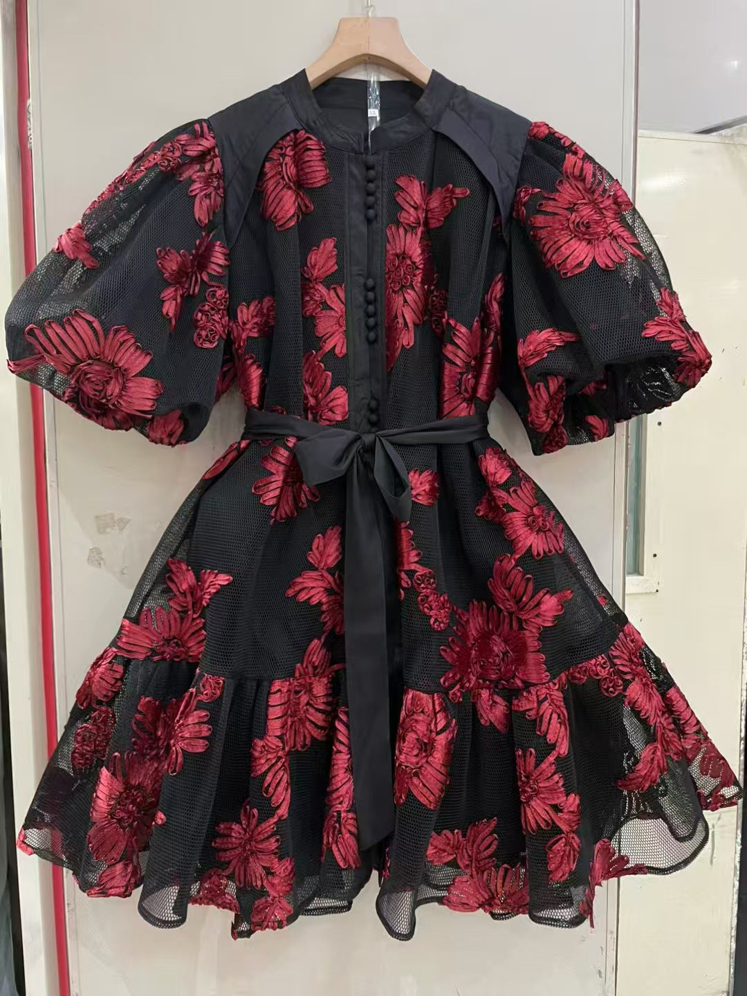 Flower Loose Skirt Dress With Belt Cross Border