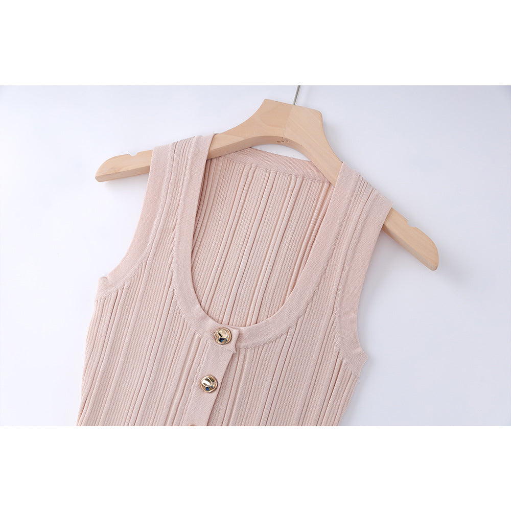 U-Neck Sleeveless Hip Skirt Dress