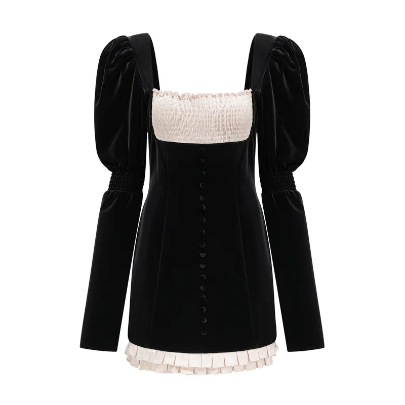 Coralie Mini robe en velours à manches longues