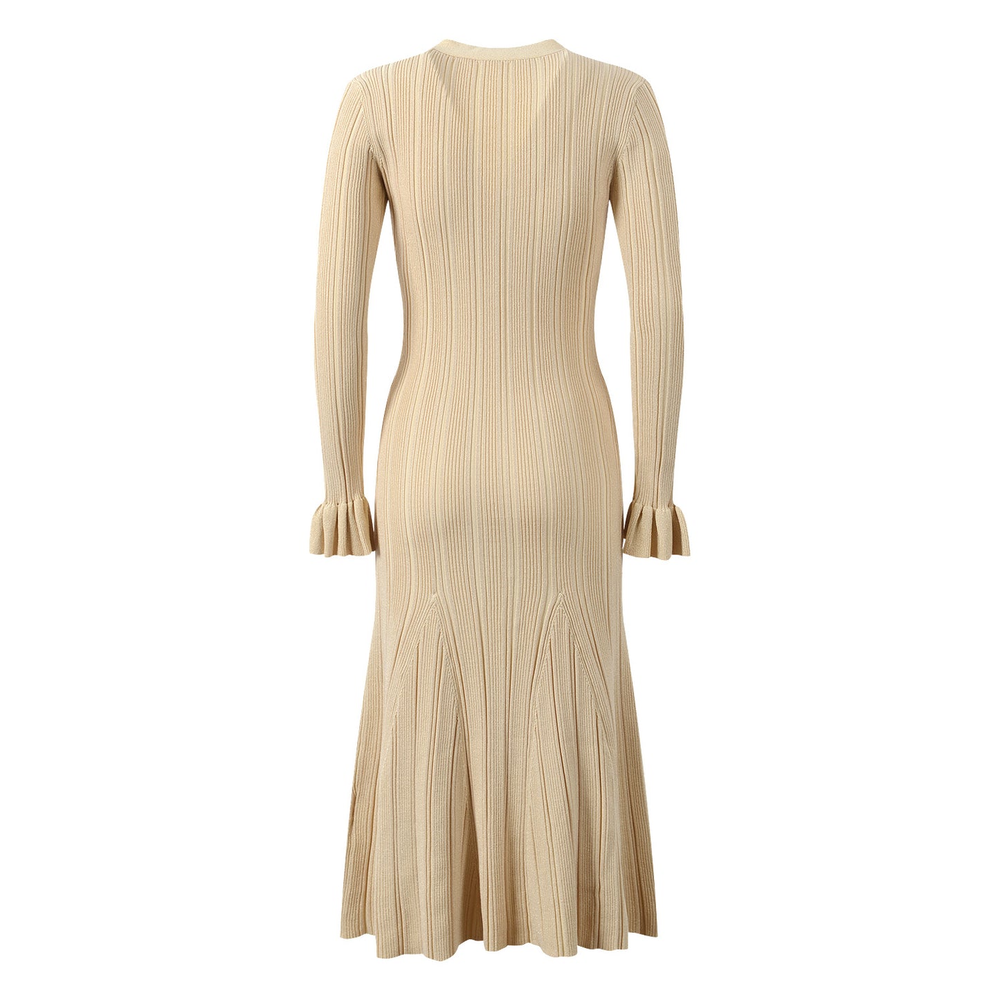 Luxury single-breasted slim thin knitted dress