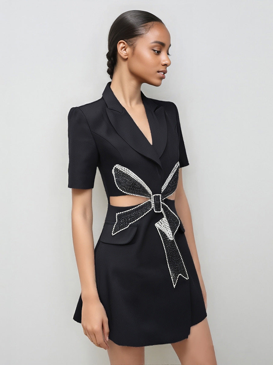 Tuxedo Bow  mini Dress
