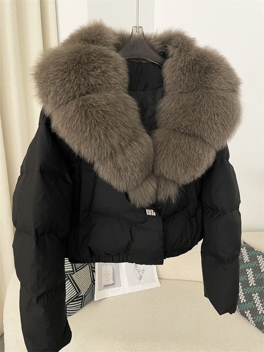 Fur collar coat