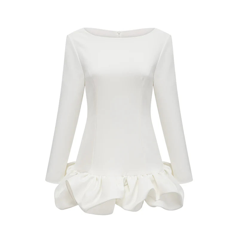 Elodie Bubble-Skirt Robe en blanc