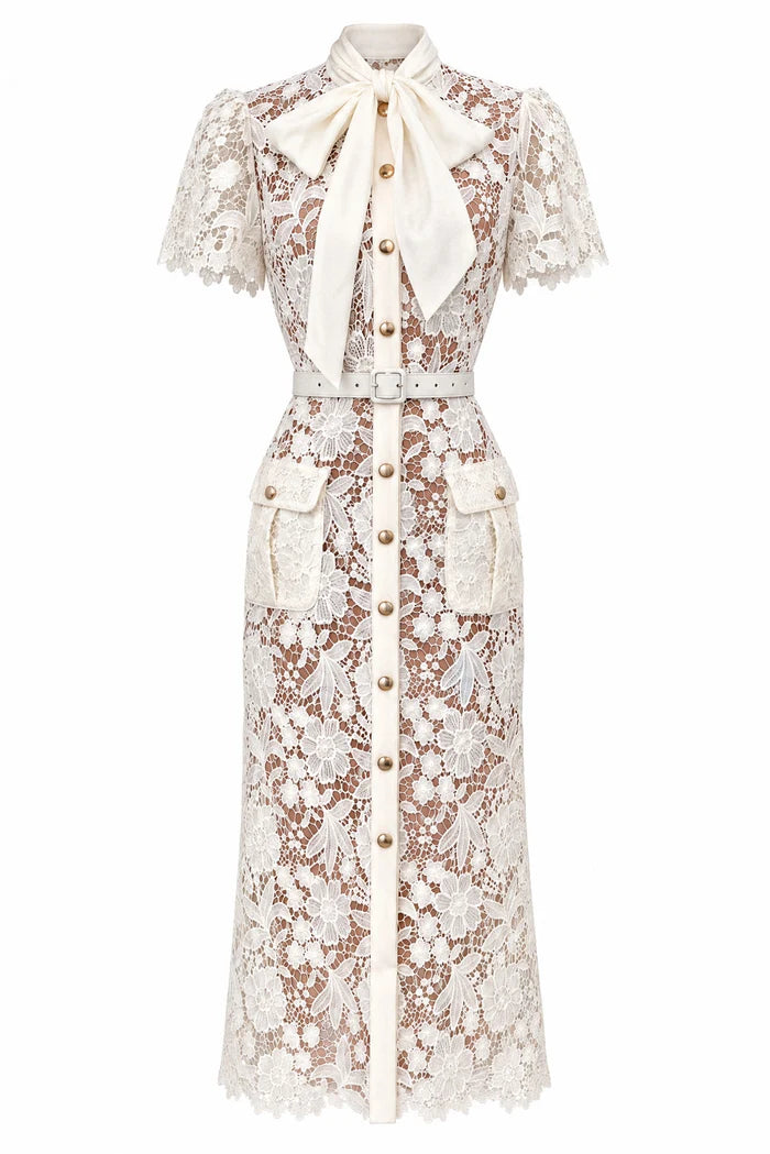 Guipure Lace Shirt Dress - Ivoire