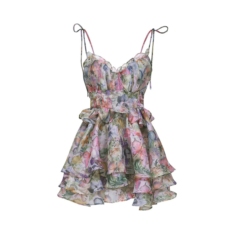Juliette Floral Print Preeded Mini Robe