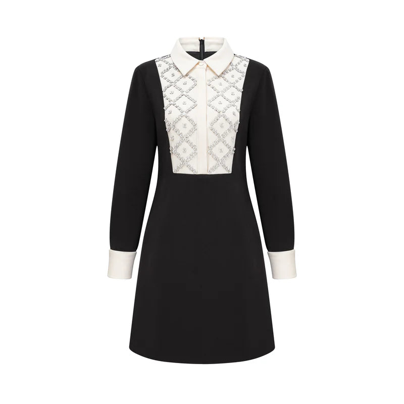 Esmée contraste-couleur embelli mini robe robe