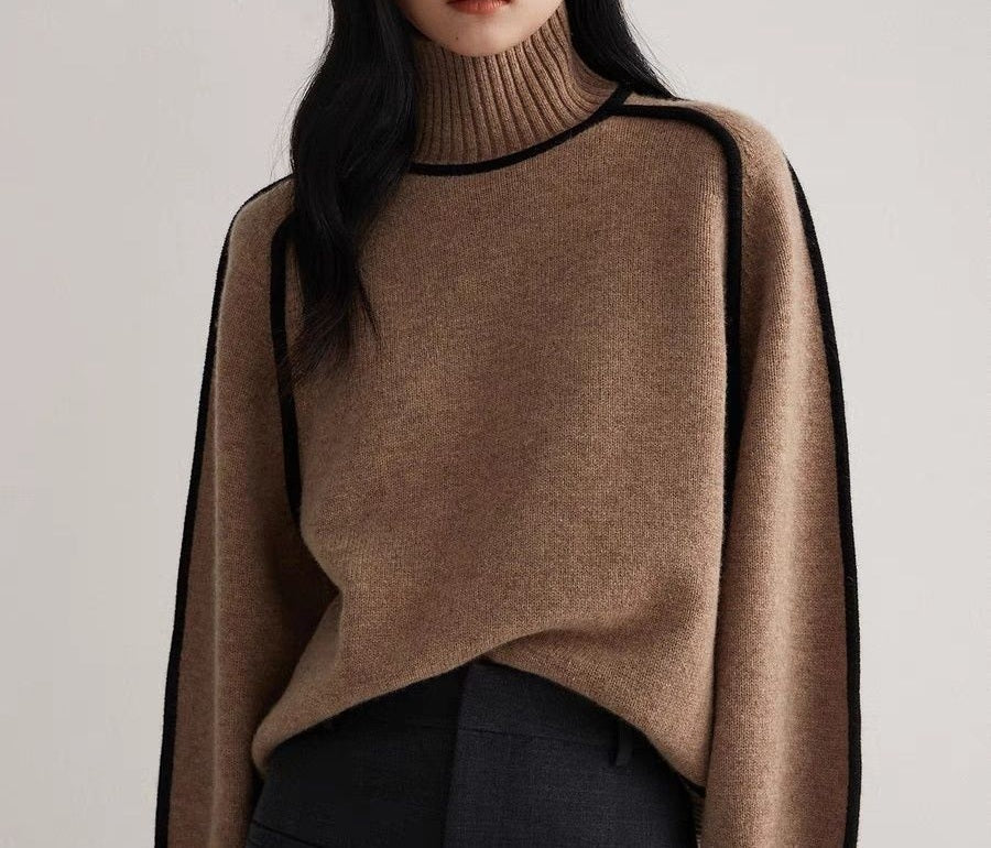 Winter stripes slimming loose pullover