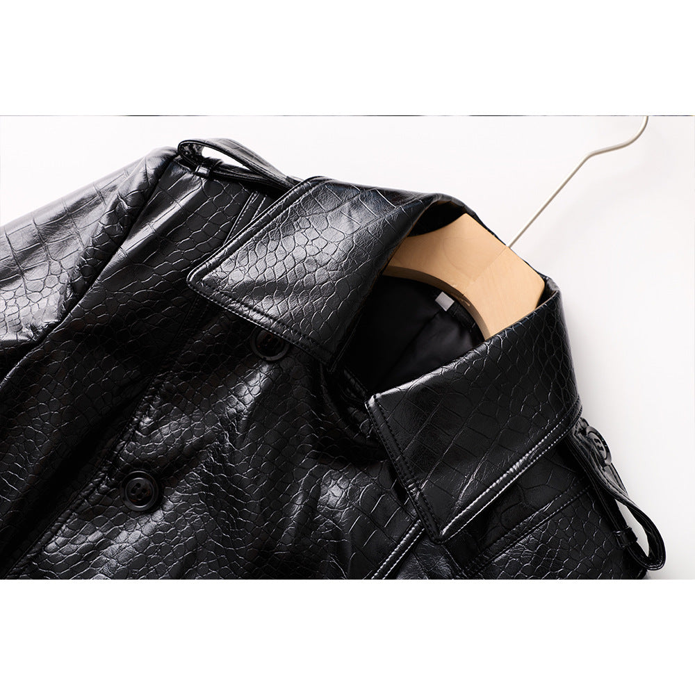 Double-Breasted Design and Waist-Tie Trench Coat