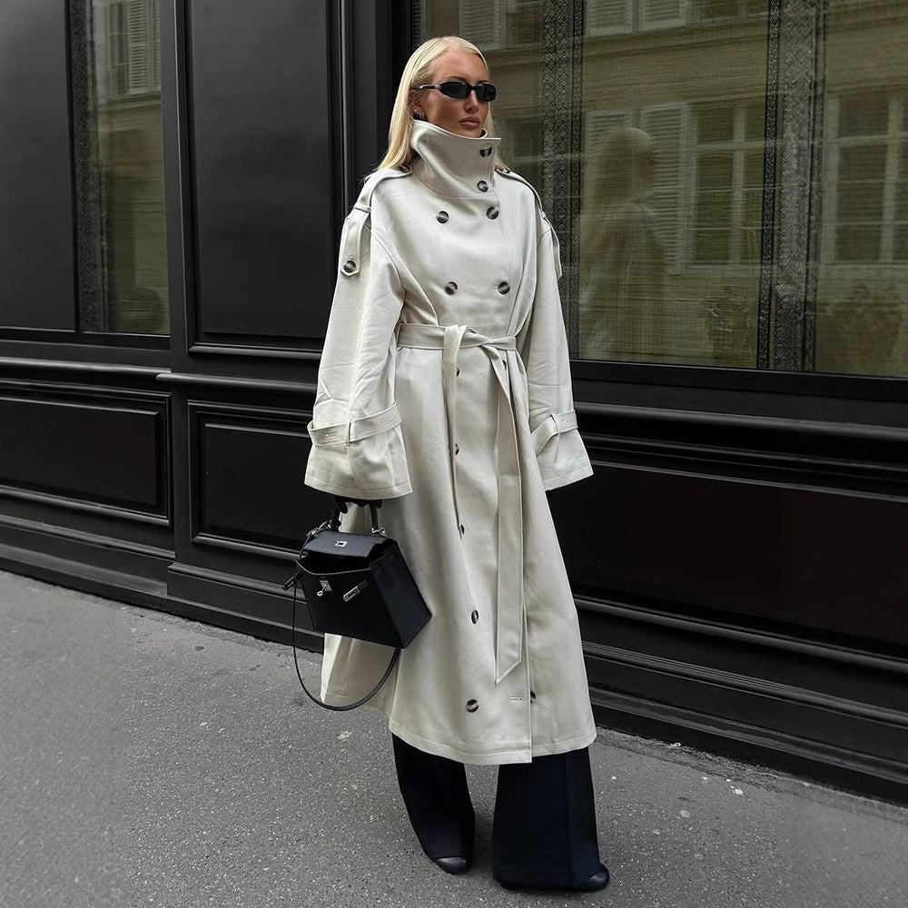 Palma new double-breasted long trench coat