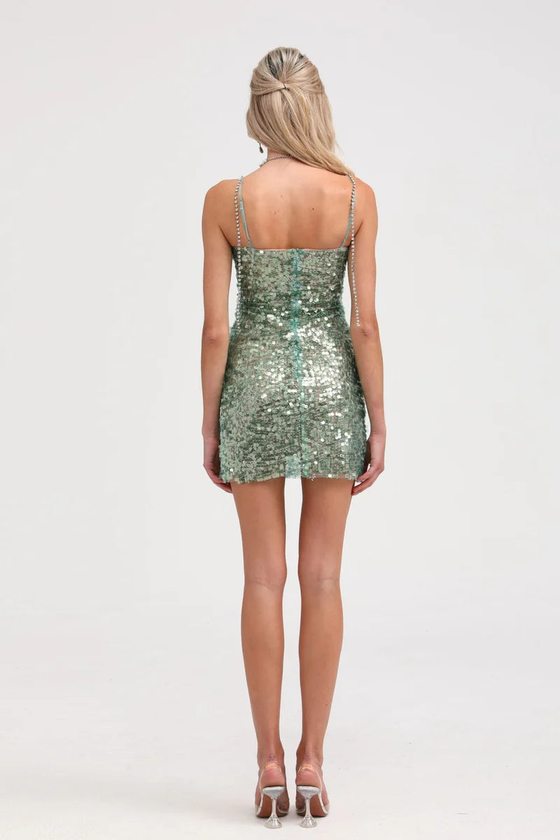 Ailish green sequinned mini dress