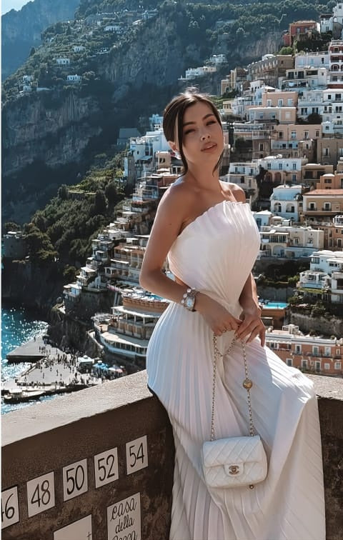 Carlotta White Shell Pleated Maxi Dress