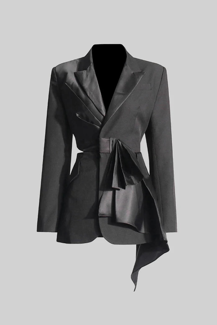 Exquisite Asymmetrical Blazer With Back Cutout - Black