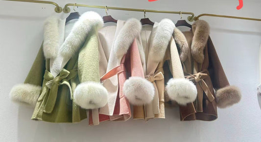 Double-sided  Fur cashmere wool coat
