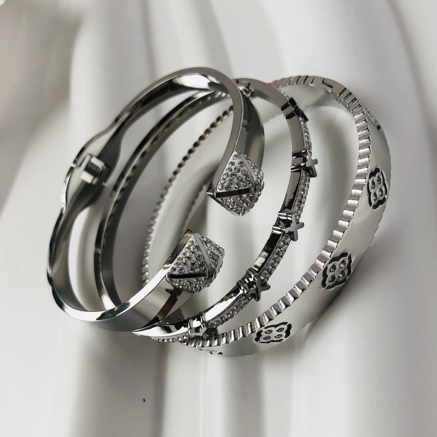 Stainless steel mud diamond  bracelet  set