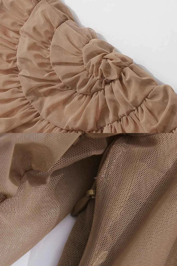 Draped Mini Dress with Spiral Ruched Detailing - Nude