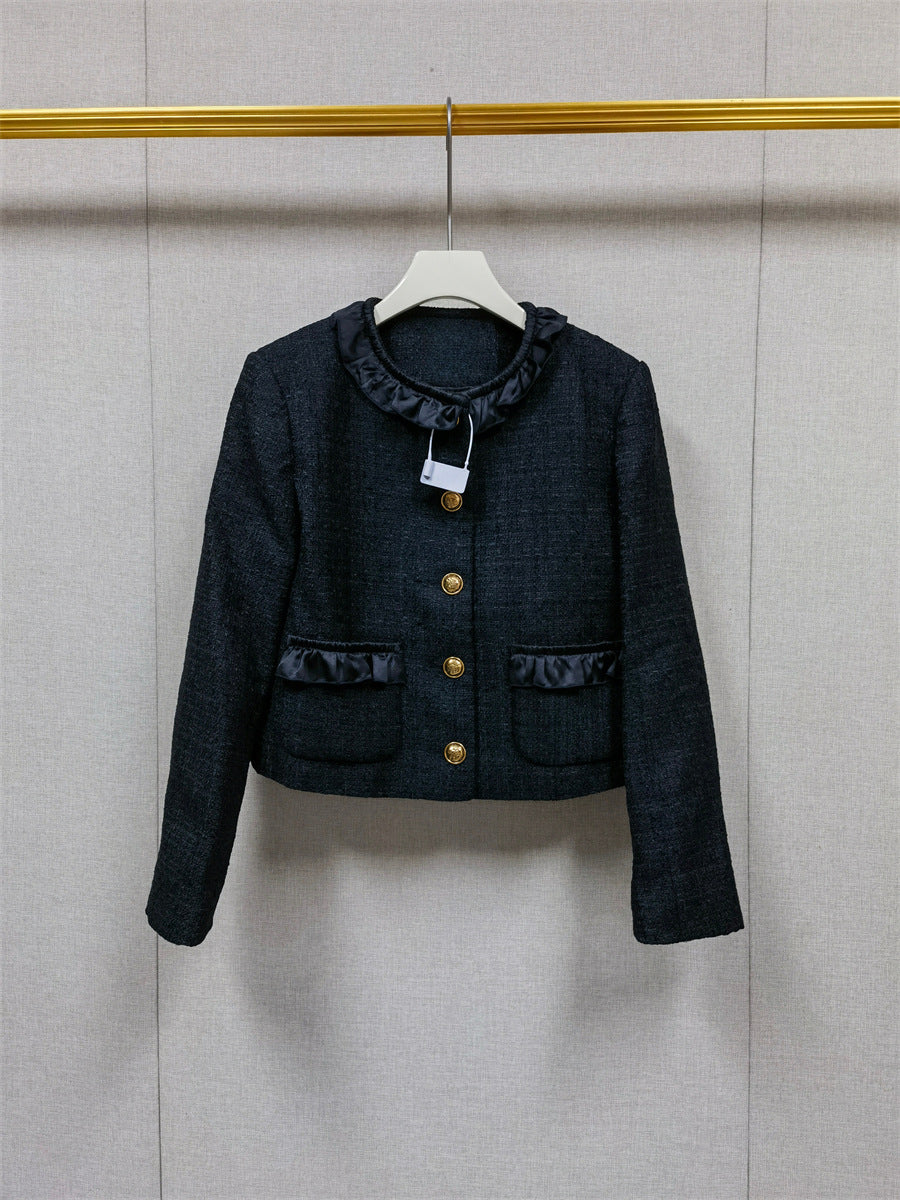 Crew Neck Tweed Jacket Pant Set