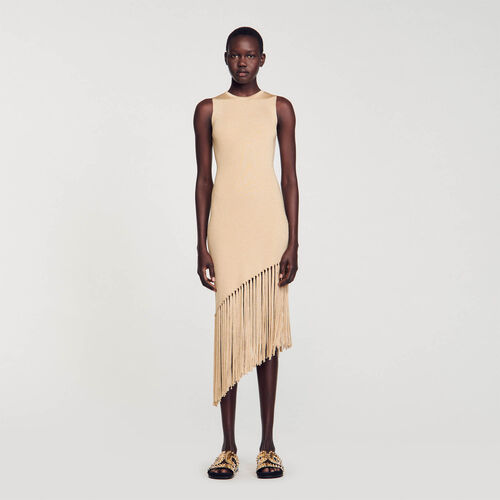 Out of stock ASYMMETRICAL FRINGED MAXI DRESS