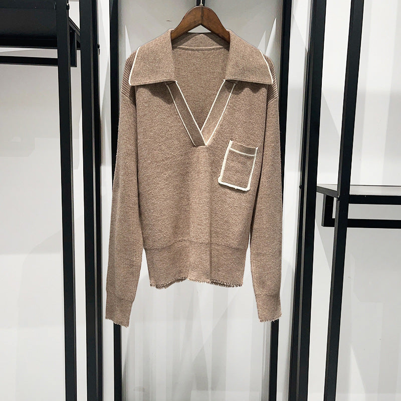 V-Neck Wool Knit Sweater