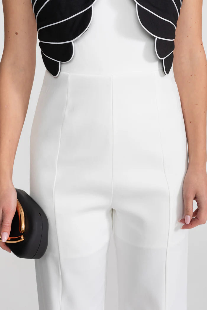 Wing Detail Jumpsuit – White & Black