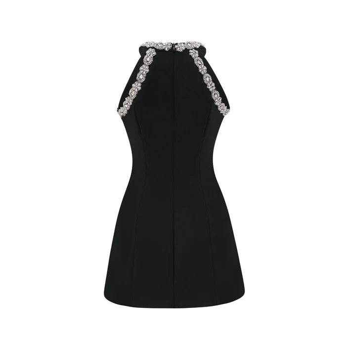 Babette Mini robe noire ornée de cristaux