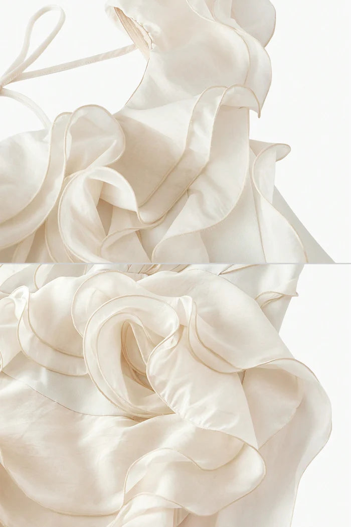 Layered Sheer Mini Dress With Ruffled Design - White