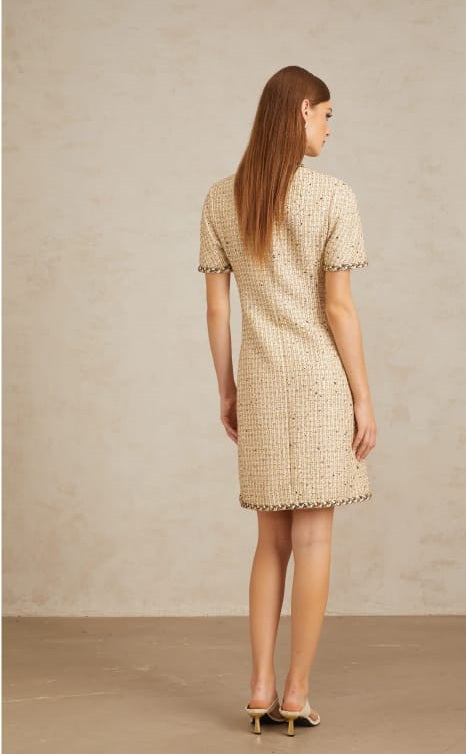 Énergie Neutral A-Line Tweed Mini Dress