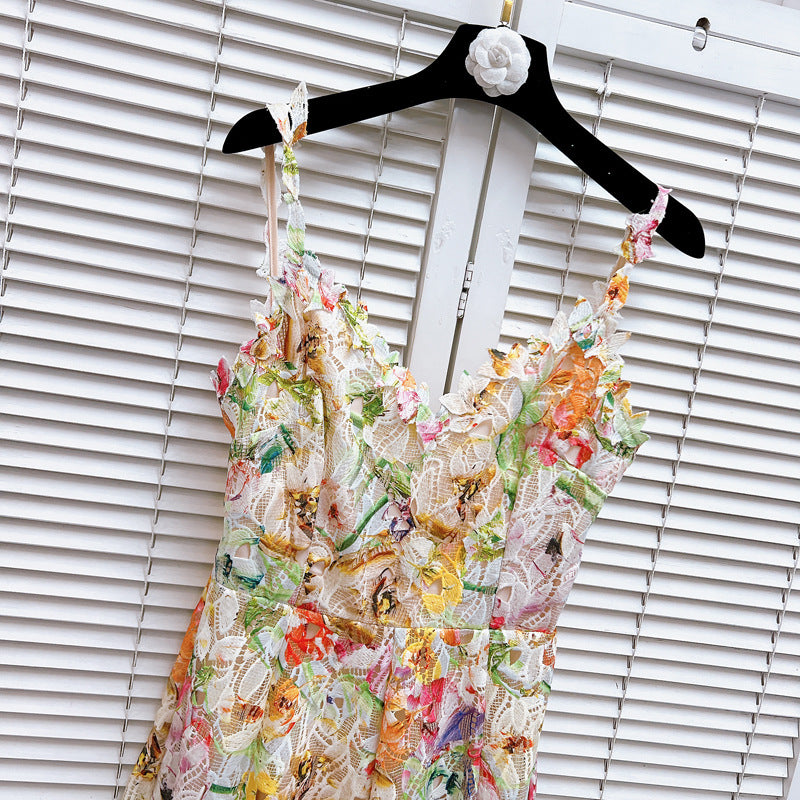 Colorful flowers cutout dress