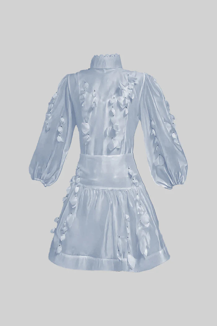 Elegant Floral Co-Ord With Delicate Lace Trim Accents - Blue