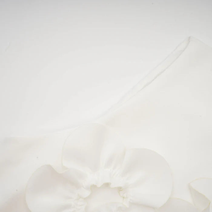 Magali bow-tie faux-flower embellished sleeveless maxi dress in White