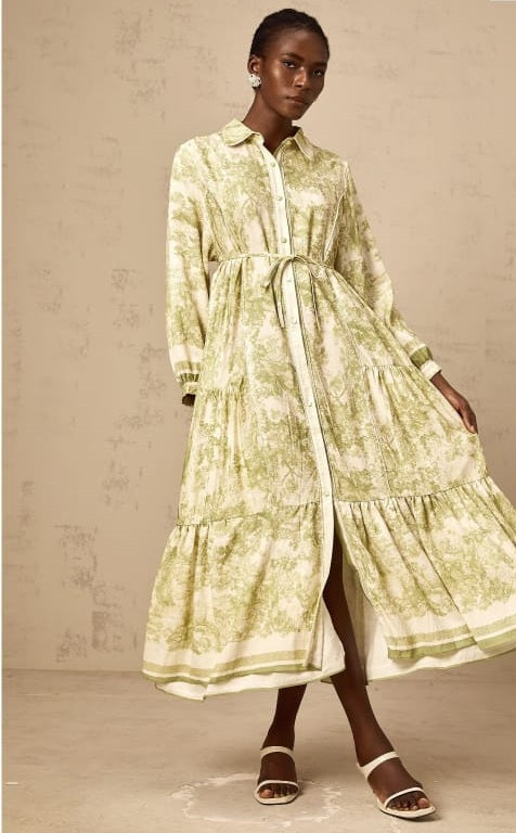 Adélaïde graphic-print midi dress in Green