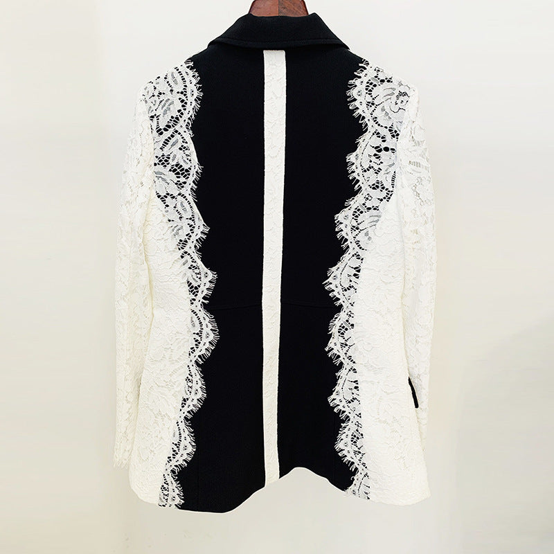 Lace stitched blazer