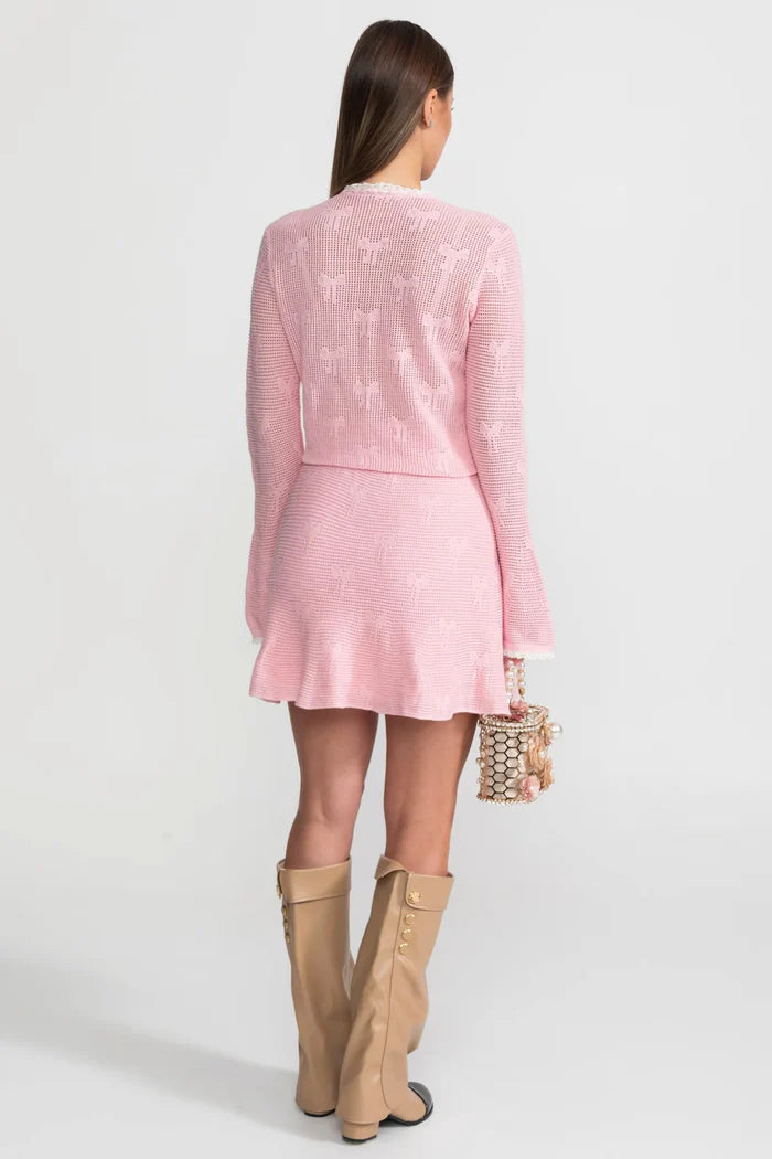 Knit Co-ord Set With Pearl and Bow Detailing – Baby Pink