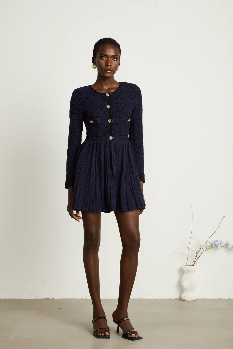 Cloé Knited Pleeded Mini Robe