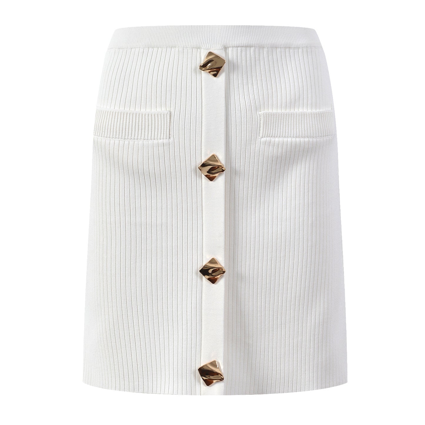 Gold Button Temperament Skirt