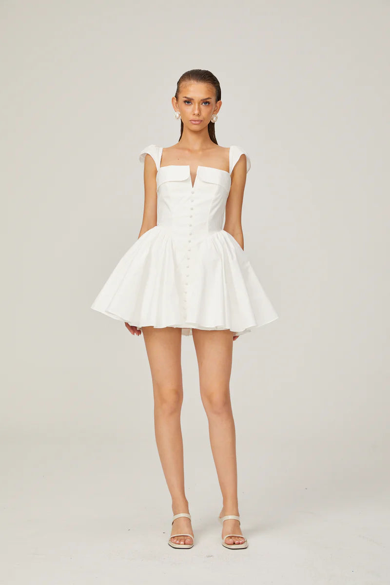 Julie White Polded Leck Condée Mini Robe sans manches