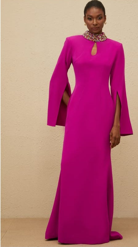 Majestueuse Fuchsia Keyhole-Detail Mermaid Gown