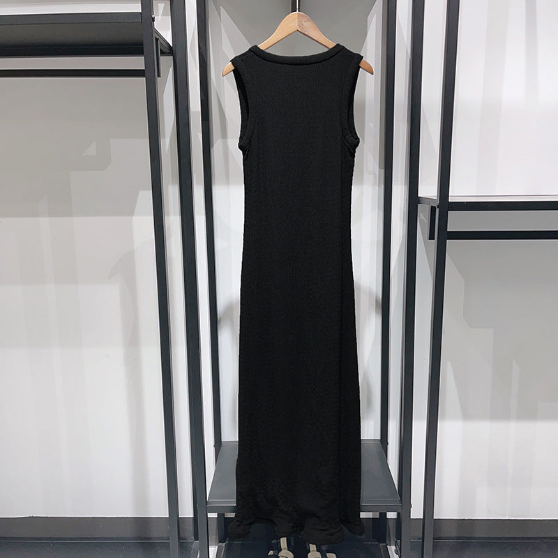 Slim U Neck Hem Curved Dress