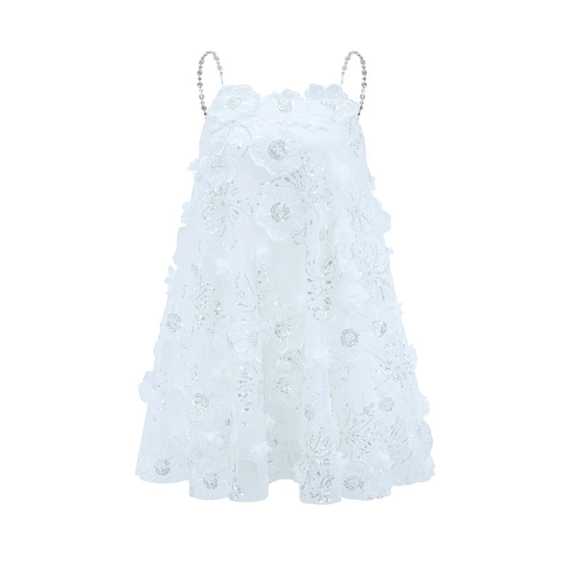 Mini robe florale ornée de cristal suzette en cristal