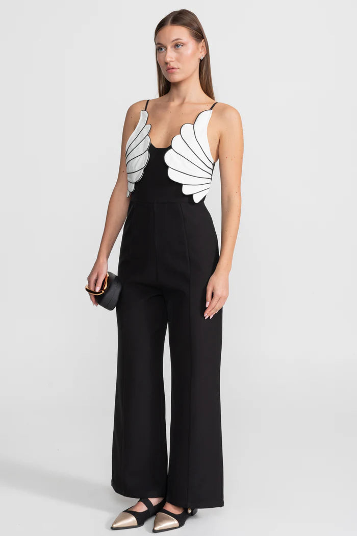 Wing Detail Jumpsuit – Black & White