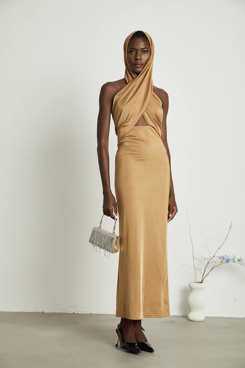 Neri hooded cut-out maxi dress