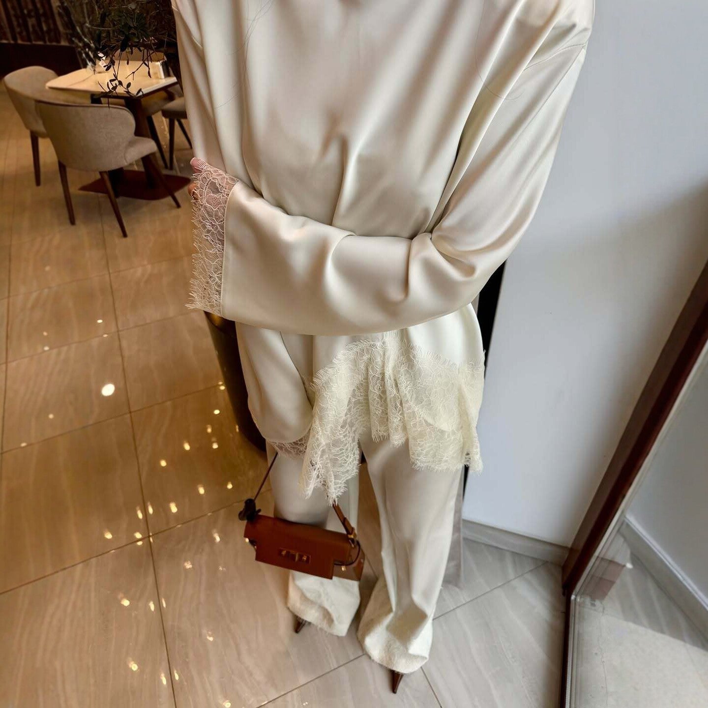 Round Neck Loose Fashion Slit Top Two-Piece Set