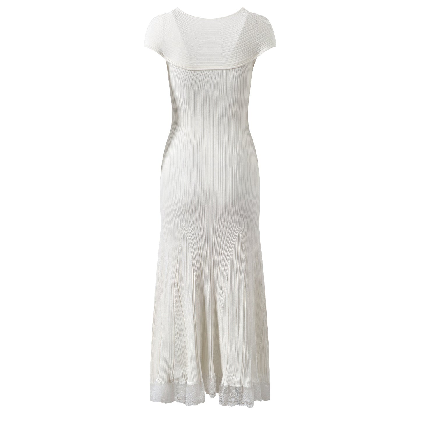 Cross Kragen hohles Spitzenspleißen schlankes Kleid